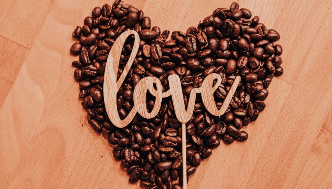 love heart coffee beans